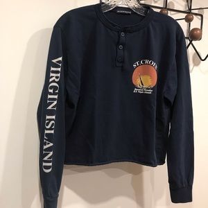 Brandy Melville navy henley St Croix top